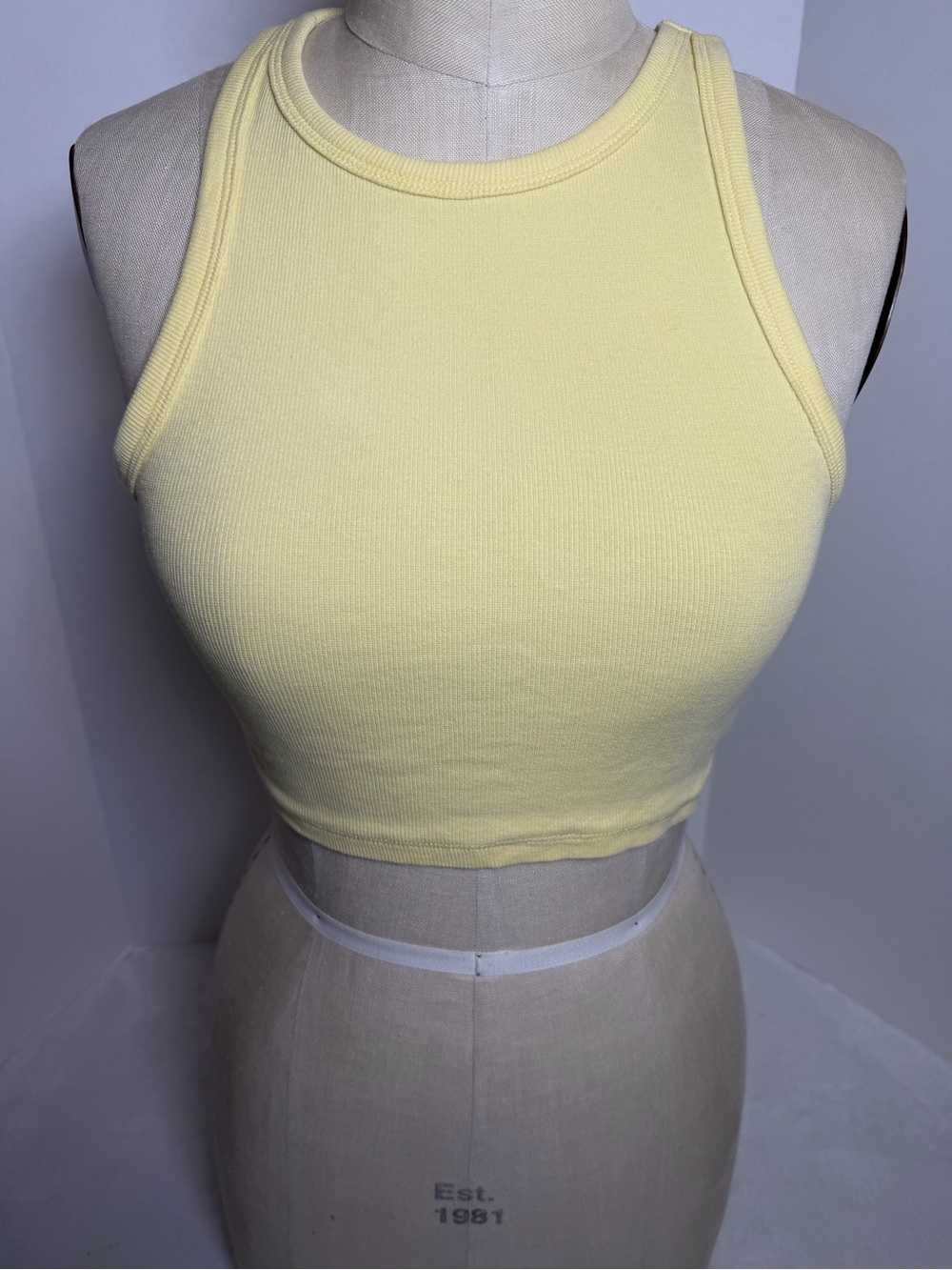 ZARA Yellow Ribbed Crop Tank Top - Women Size L